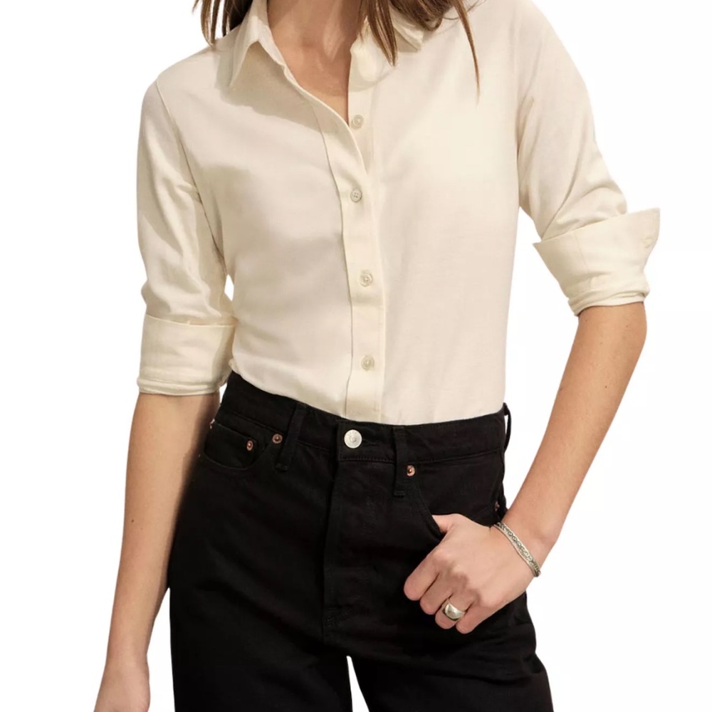 BUCK MASON Fluid Jersey Bungalow Shirt | Color Natural | Size M